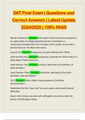 DAT Final Exam | Questions and Correct Answers | Latest Update 2024/2025 | 100% PASS