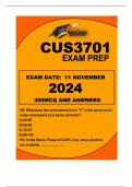 CUS3701 EXAM-PREP (EXAM DATE ..11 NOVEMBER 2024) 300MCQ AND ANSWERS  