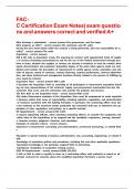 FAC-C Certification Exam Notes| exam questions and answers correct and verified A+