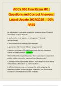 ACCY 360 Final Exam MC | Questions and Correct Answers | Latest Update 2024/2025 | 100% PASS