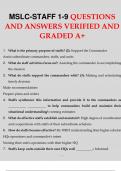 MSLC-STAFF 1-9 QUESTIONS AND ANSWERS VERIFIED AND GRADED A+