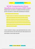 NCLEX Comprehensive Exam Questions and Answers (100% Pass)