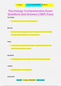 Psychology Comprehensive Exam Questions and Answers (100% Pass)