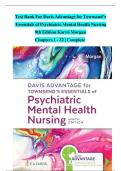 Test Bank For Davis Advantage for Townsend’s Essentials of Psychiatric Mental Health Nursing 9th Edition Karyn Morgan Chapters 1 - 32 | Complete 