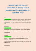 NUR155 | NUR 155 Exam 3 | Foundations of Nursing Exam 3| Questions and Answers Graded A+ | 2024/2025 Galen