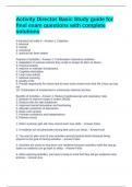 Activity Director Basic Study guide for final exam questions with complete solutions