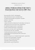 ABEKA WORLD LITERATURE TEST 1 Exam Questions And Answers 100% Pass