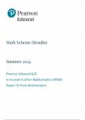 Mark Scheme (Results) Summer 2024 Pearson Edexcel GCE In A Level Further Mathematics (9FM0) Paper 02 Pure Mathematics