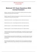 Medicaid 101 Exam Questions With Correct Answers