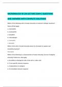  MICROBIOLOGY BI 234 LECTURE EXAM 2 QUESTIONS AND ANSWERS WITH COMPLETE SOLUTIONS 