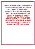 LSU PHYSICS 2001 DAVID YOUNG EXAM 3 (CH.6-9) WITH ACTUAL  QUESTIONS AND COMPLETE 100%CORRECT ANSWERS WITH VERIFIED AND WELL EXPLAINED RATIONALES ALREADY GRADED A+ BY EXPERTS |LATEST VERSION 2024 WITH GUARANTEED SUCCESS AFTER DOWNLOAD ALREADY PASSED!!!!!!!