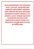 DELTA ACHIEVEMENT TEST EXAM 2023 WITH  72 ACTUAL  QUESTIONS AND COMPLETE 100%CORRECT ANSWERS WITH VERIFIED AND WELL EXPLAINED RATIONALES ALREADY GRADED A+ BY EXPERTS |LATEST VERSION 2024 WITH GUARANTEED SUCCESS AFTER DOWNLOAD ALREADY PASSED!!!!!!! (PROVEN