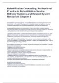Rehabilitation Counseling. Professional Practice in Rehabilitation Service Delivery Systems and Related Questions and Answers 2024