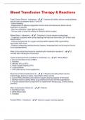 Blood Transfusion Therapy & Reactions  Questions With Answers Graded A+ Assured Success