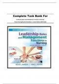 Complete Task Bank For Leadership Roles And Management Functions In Nursing: Theory And Application 9th Edition || Latest Edition {2024-2025}