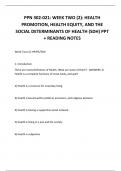 PPN 302-021: WEEK TWO (2): HEALTH PROMOTION, HEALTH EQUITY, AND THE SOCIAL DETERMINANTS OF HEALTH (SDH) PPT + READING NOTES  