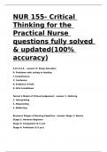 NUR 155- Critical Thinking for the Practical Nurse questions fully solved & updated(100- accuracy)