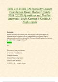 BSN 215 HESI RN Specialty Dosage Calculation Exam (Latest Update 2024 / 2025) Questions and Verified Answers |100% Correct | Grade A - Nightingale