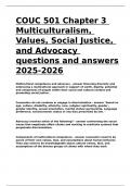 COUC 501 Chapter 3 Multiculturalism, Values, Social Justice, and Advocacy questions and answers 2025