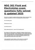 NSG 302 Fluid and Electrolytes exam questions fully solved & updated 2025