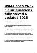 HSMA 4055 Ch 1- 5 quiz questions fully solved & updated 2025.