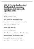 ASL III Meats, Poultry, And Seafood (7.2, trueway) questions fully solved & updated 2025