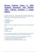 Barney Fletcher Exam 2: 2024 Updated Questions with Verified 100% Correct Answers | Latest Edition