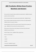 ABC Prosthetics Written Exam Practice Questions and Answers