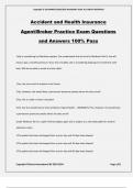 Accident and Health Insurance Agent/Broker Practice Exam Questions and Answers 100% Pass