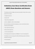 Ambulatory Care Nurse Certification Exam (ANCC) Exam Questions and Answers