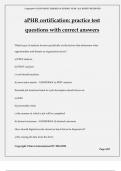 aPHR certification: practice test questions with correct answers