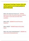 Vet Assistant Final Exam Practice 2024 with verified questions and answers 