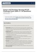 Cancer and Oncology Nursing NCLEX Challenge Exam (Quiz #1: 50 Questions) UPDATED 