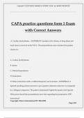 CAPA practice questions form 1 Exam with Correct Answers