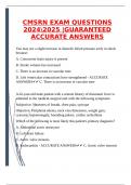 CMSRN EXAM QUESTIONS 20242025 |GUARANTEED ACCURATE ANSWERS