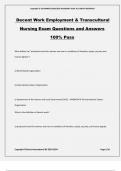 Decent Work Employment & Transcultural Nursing Exam Questions and Answers 100% Pass