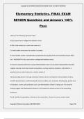 Elementary Statistics- FINAL EXAM REVIEW Questions and Answers 100% Pass