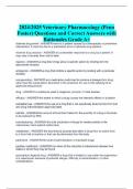 2024/2025 Veterinary Pharmacology (Penn Foster) Questions and Correct Answers with Rationales Grade A+