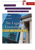 Solution Manual For The Legal Environment of Business, 14th Edition by Roger E. Meiners, Verified Chapters 1 - 22 Complete, Newest Version