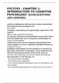 PYC3703 - CHAPTER 1: INTRODUCTION TO COGNITIVE PSYCHOLOGY (EXAM QUESTIONS AND ANSWERS)