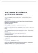 NUR 207 FINAL EXAM REVIEW QUESTIONS & ANSWERS