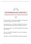 LPN PHARMACOLOGY EXAM TEST 1 WITH GUARANTEED ACCURATE ANSWERS