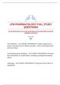 LPN PHARMACOLOGY FULL STUDY QUESTIONS WITH GUARANTEED ACCURATE ANSWERS |COMPLETE