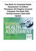 Test Bank For Essential Health Assessment 1st Edition Thompson All Chapters Covered Complete Test Bank With Verified Answers 2024-2025 Update