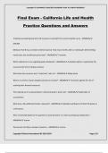 Final Exam - California Life and Health Practice Questions and Answers