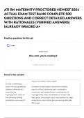 ATI RN MATERNITY PROCTORED NEWEST 2024 ACTUAL EXAM TEST BANK COMPLETE 500 QUESTIONS AND CORRECT DETAILED ANSWERS WITH RATIONALES (VERIFIED ANSWERS) |ALREADY GRADED A+