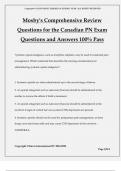 Mosby's Comprehensive Review Questions for the Canadian PN Exam Questions and Answers 100% Pass