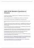 AQA GCSE Mandarin Questions &           Answers  