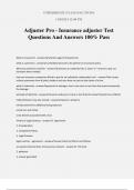 Adjuster Pro - Insurance adjuster Test Questions And Answers 100% Pass