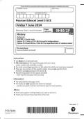 Pearson Edexcel Level 3 GCE History Advanced PAPER 2: Depth study Option 2F.1: India, c1914–48: the road to independence Option 2F.2: South Africa, 1948–94: from apartheid state to ‘rainbow nation’ question paper june 2024 9hio/2f